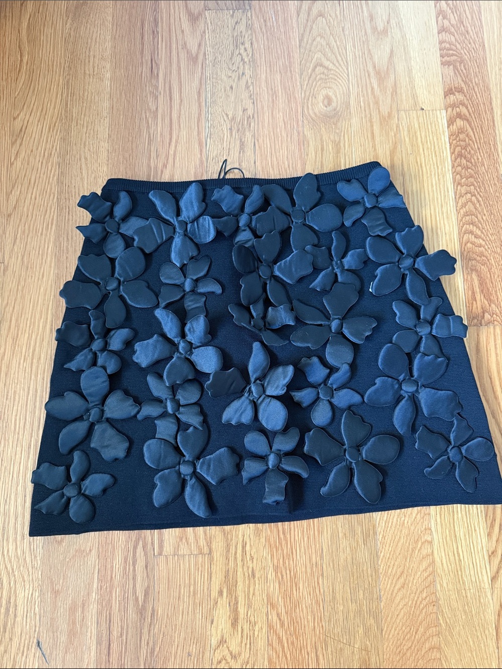 Zara Black Mini Skirt with 3D Floral Appliqués